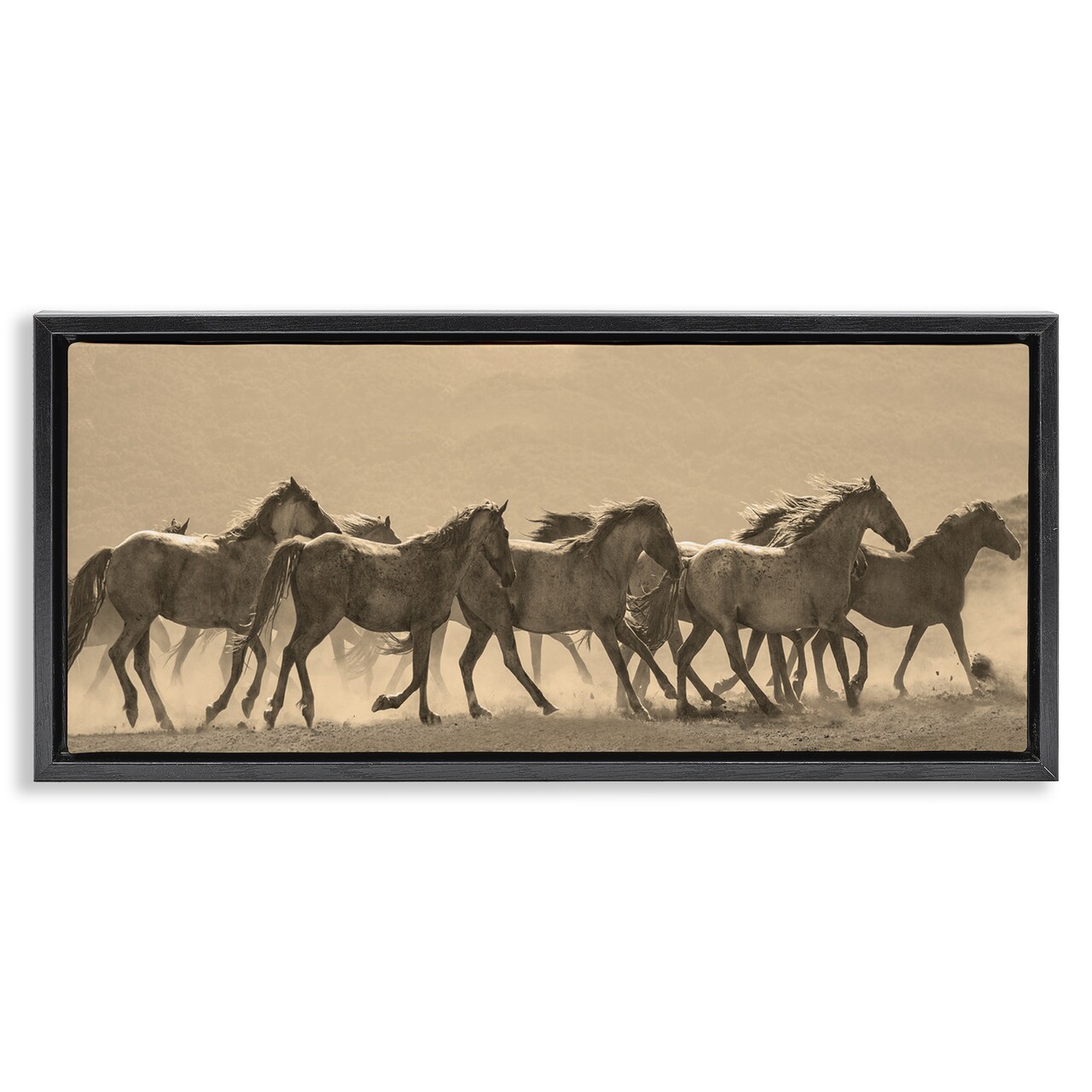 Stupell Industries Western Horses Gallop Floater Framed Canvas Wall Art Design by JG Studio